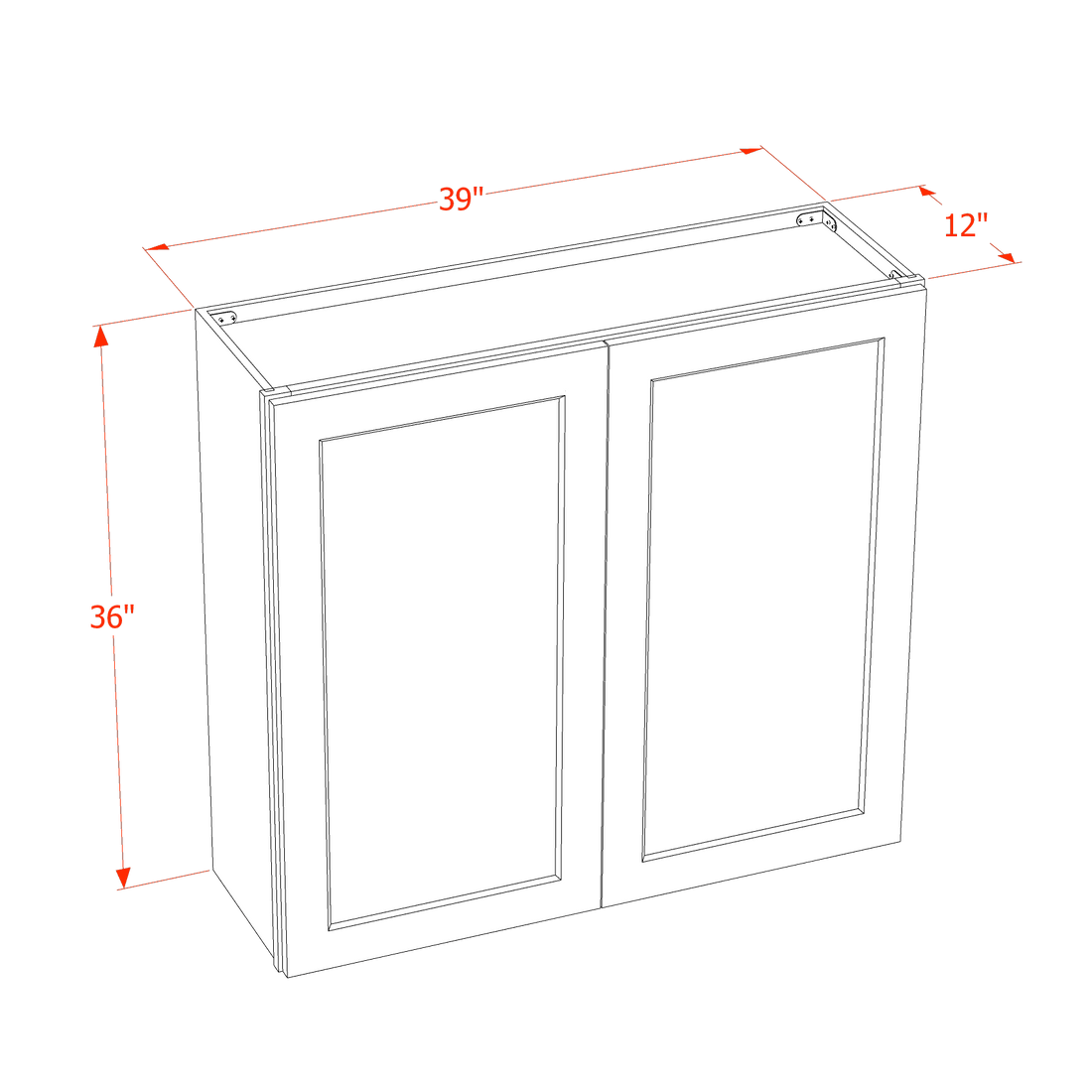 DI-W3936: Dallas Ivoryd Shaker 39"W x 36"H 2 Doors & 2 Shelves Standard Wall Cabinet