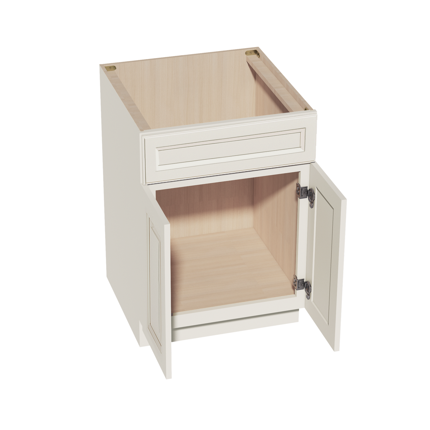DI-SB24: Dallas Ivory Shaker 24" 2 Doors 1 False Drawer Sink Base Cabinet