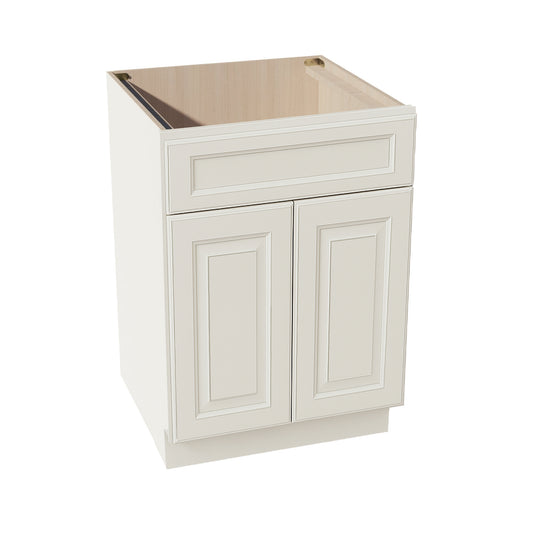 DI-SB24: Dallas Ivory Shaker 24" 2 Doors 1 False Drawer Sink Base Cabinet
