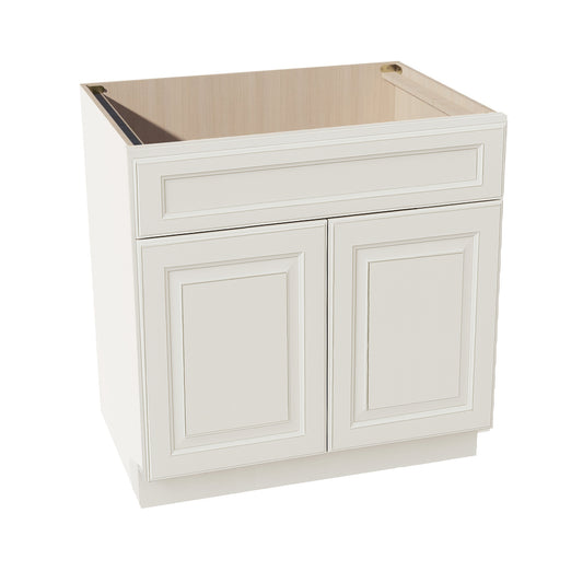 DI-SB33: Dallas Ivory Shaker 33" 2 Doors 1 False Drawer Sink Base Cabinet