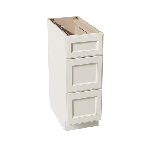 DI-DB12: Dallas Ivory Shaker 12" 3 Drawers Base Cabinet