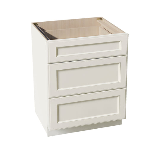 DI-DB27: Dallas Ivory Shaker 27" 3 Drawers Base Cabinet