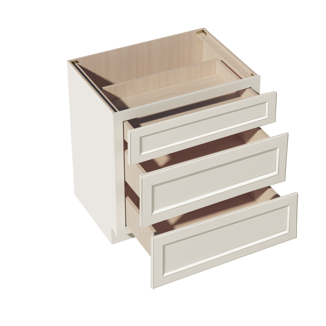 DI-DB33: Dallas Ivory Shaker 33" 3 Drawers Base Cabinet