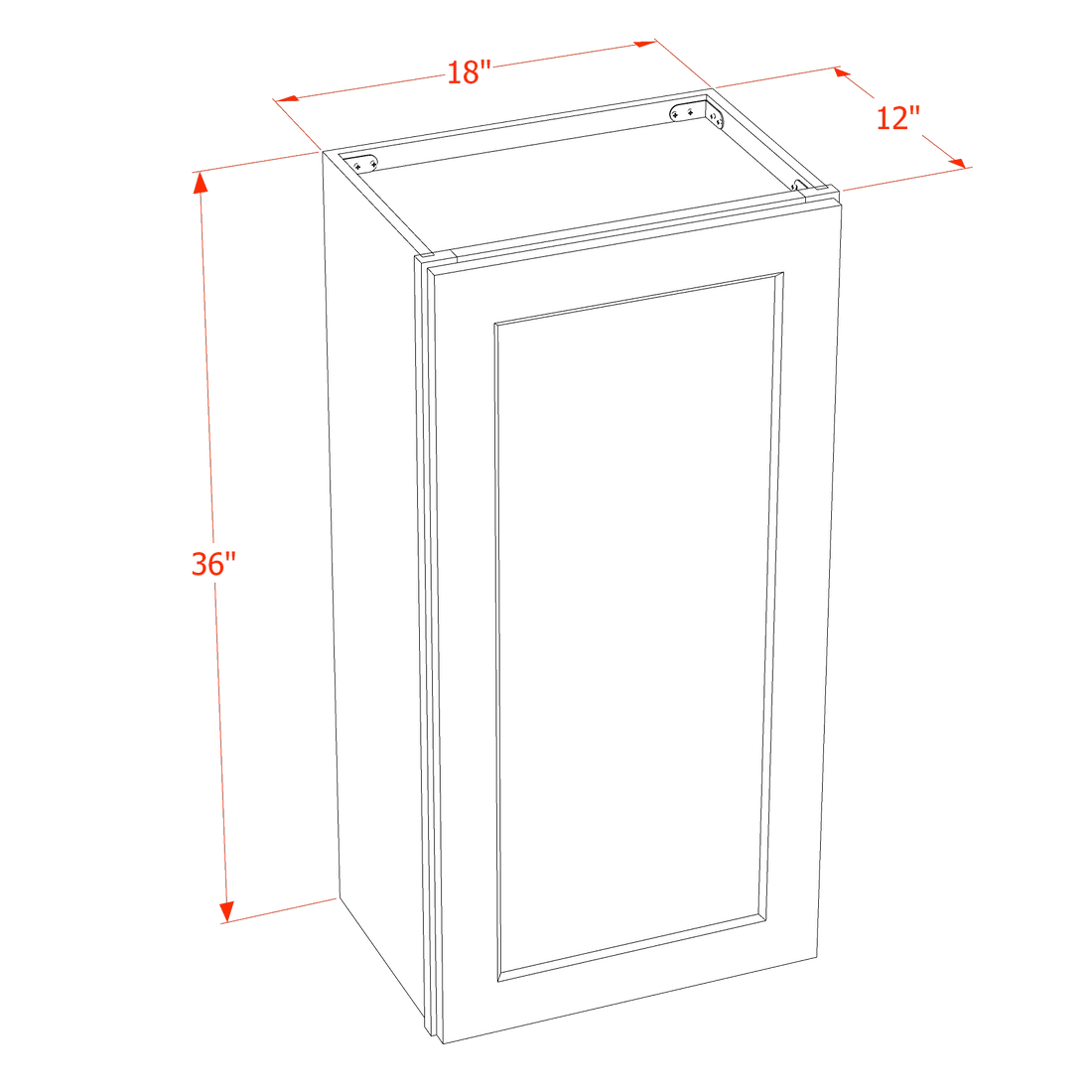 DI-W1836: Dallas Ivory Shaker 18"W x 36"H 1 Door & 2 Shelves Standard Wall Cabinet