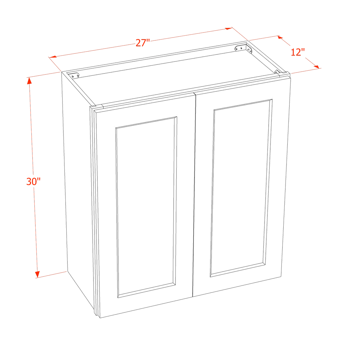 DI-W2730: Dallas Ivory Shaker 27"W x 30"H 2 Doors & 2 Shelves Standard Wall Cabinet