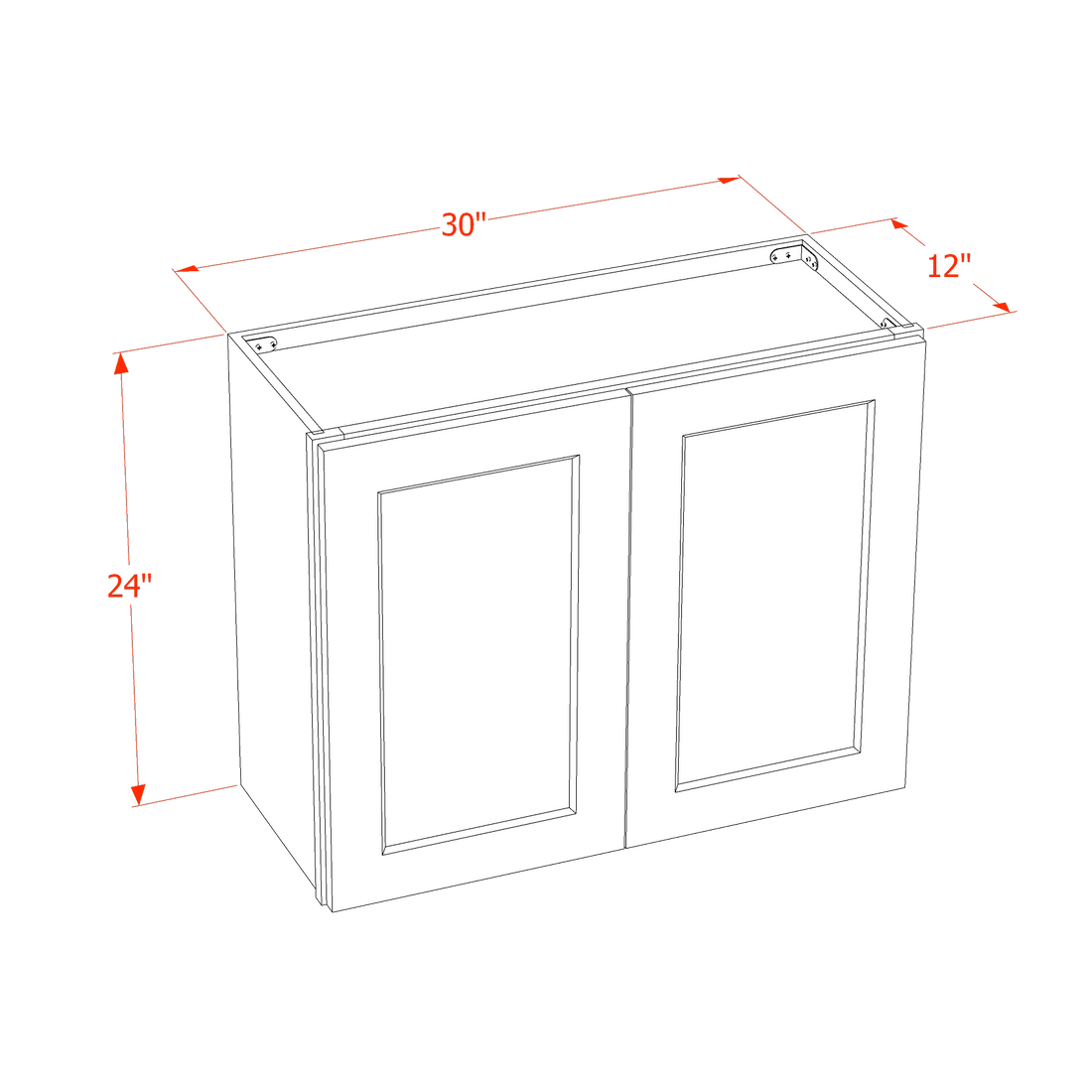 DI-W3024: Dallas Ivory Shaker 30"W x 24"H 2 Doors Standard Wall Bridge Cabinet