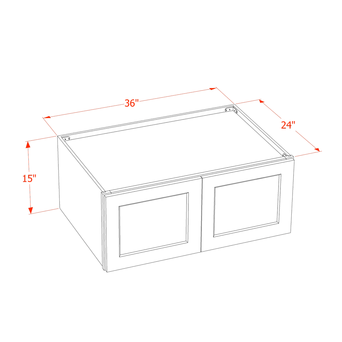 DI-W361524: Dallas Ivory Shaker 36"W x 15"H x 24"D 2 Doors Standard Bridge Wall Cabinet
