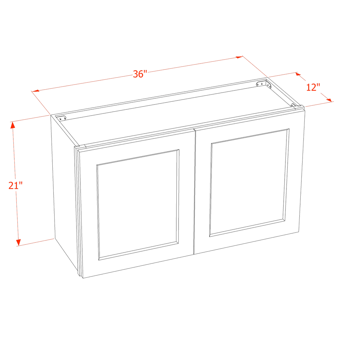DI-W3621: Dallas Ivory Shaker 36"W x 21"H 2 Doors Standard Wall Bridge Cabinet