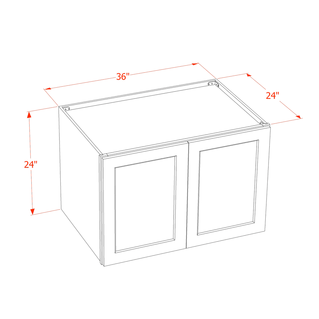 DI-W362424: Dallas Ivory Shaker 36"W x 24"H x 24"D 2 Doors & 1 Shelf Standard Bridge Wall Cabinet