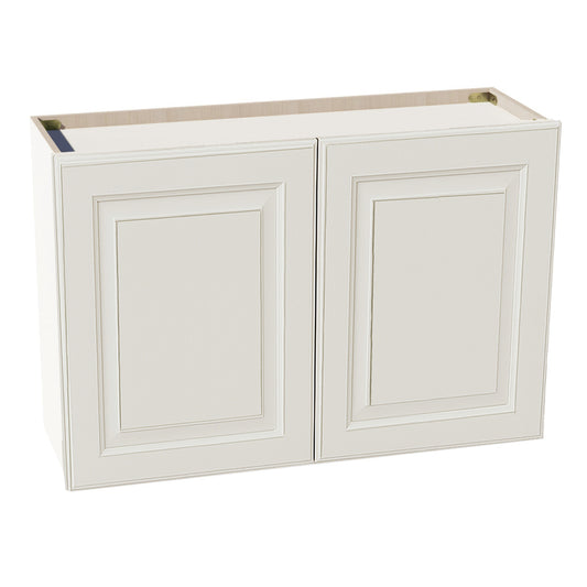 DI-W3624: Dallas Ivory Shaker 36"W x 24"H 2 Doors Standard Wall Bridge Cabinet