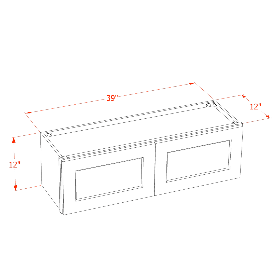 DI-W3912: Dallas Ivory Shaker 39"W x 12"H 2 Doors Standard Wall Bridge Cabinet