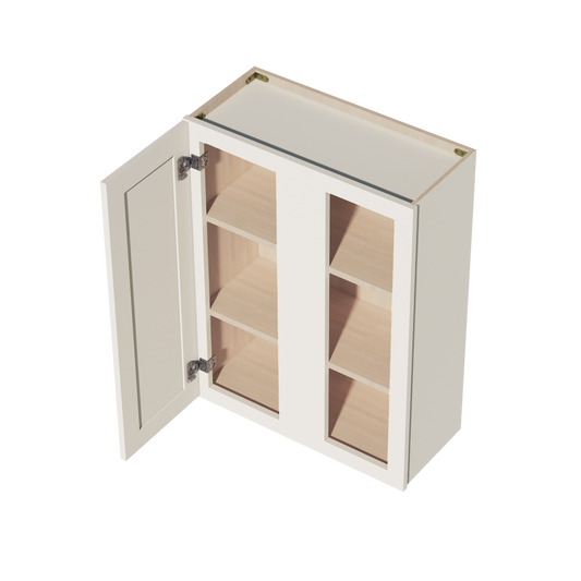 DI-WBC2736: Dallas Ivory Shaker 27"W x 36"H 1 Door & 2 Shelves Wall Blind Corner Cabinets