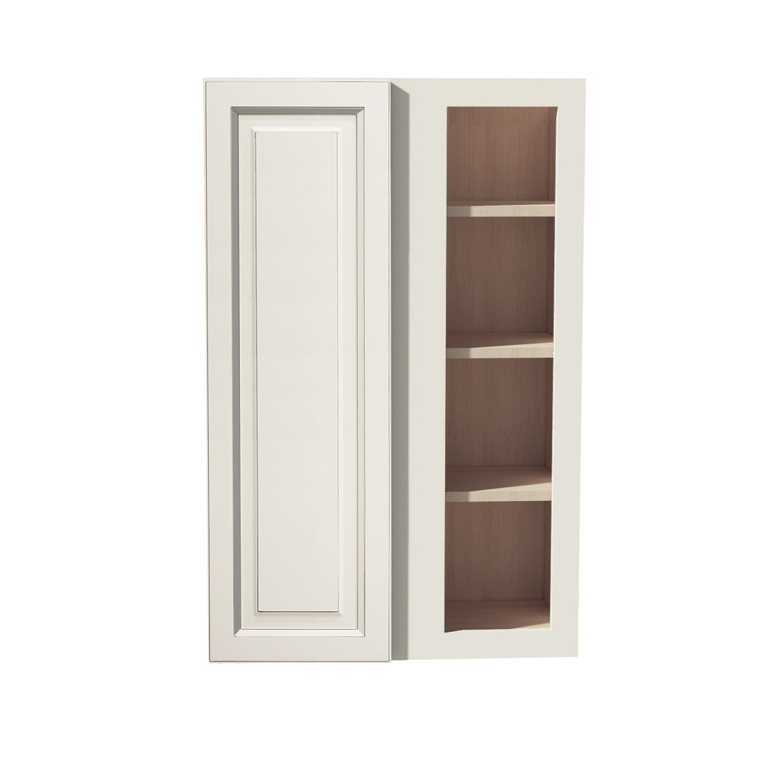 DI-WBC2742: Dallas Ivory Shaker 27"W x 42"H 1 Door & 2 Shelves Wall Blind Corner Cabinets