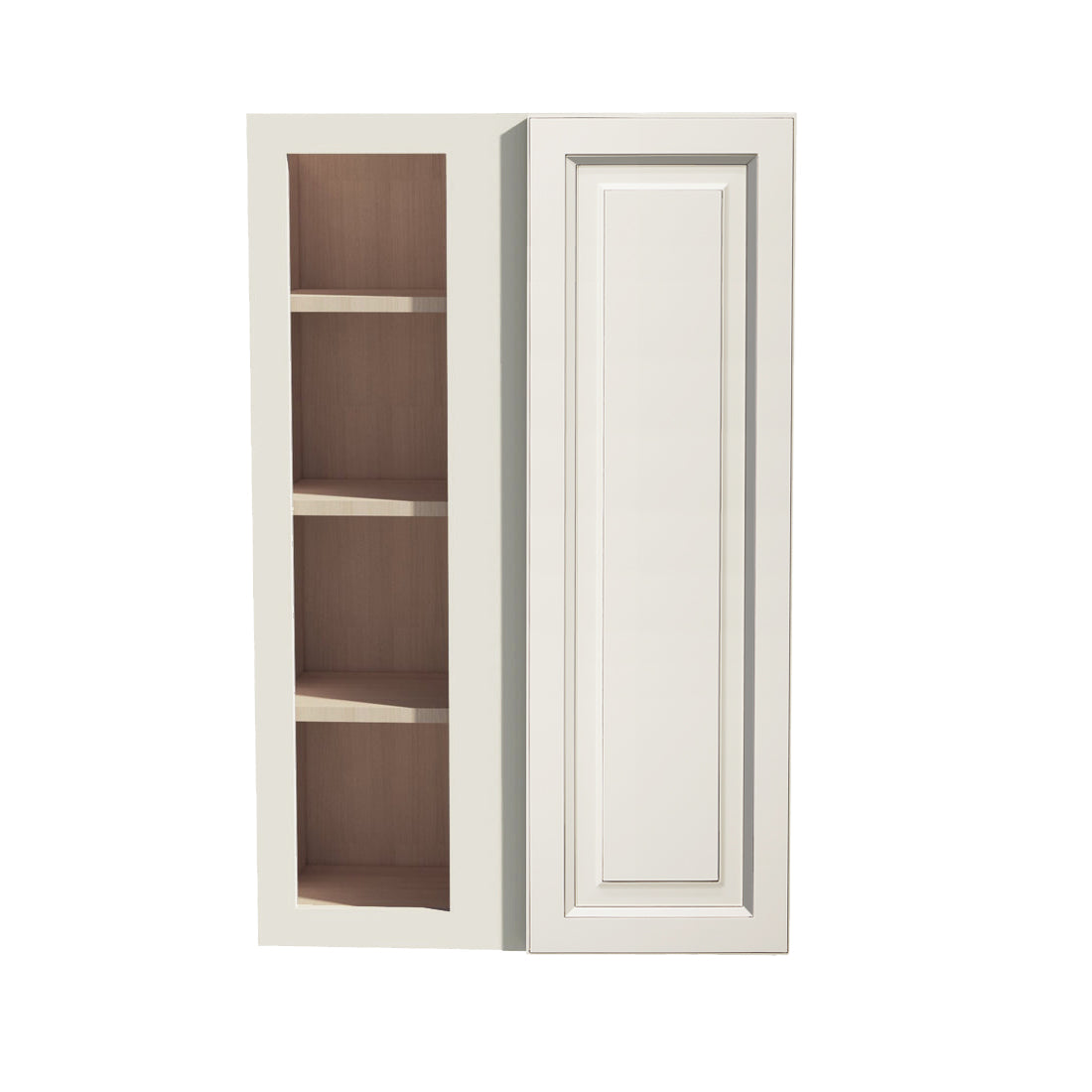 DI-WBC2742: Dallas Ivory Shaker 27"W x 42"H 1 Door & 2 Shelves Wall Blind Corner Cabinets