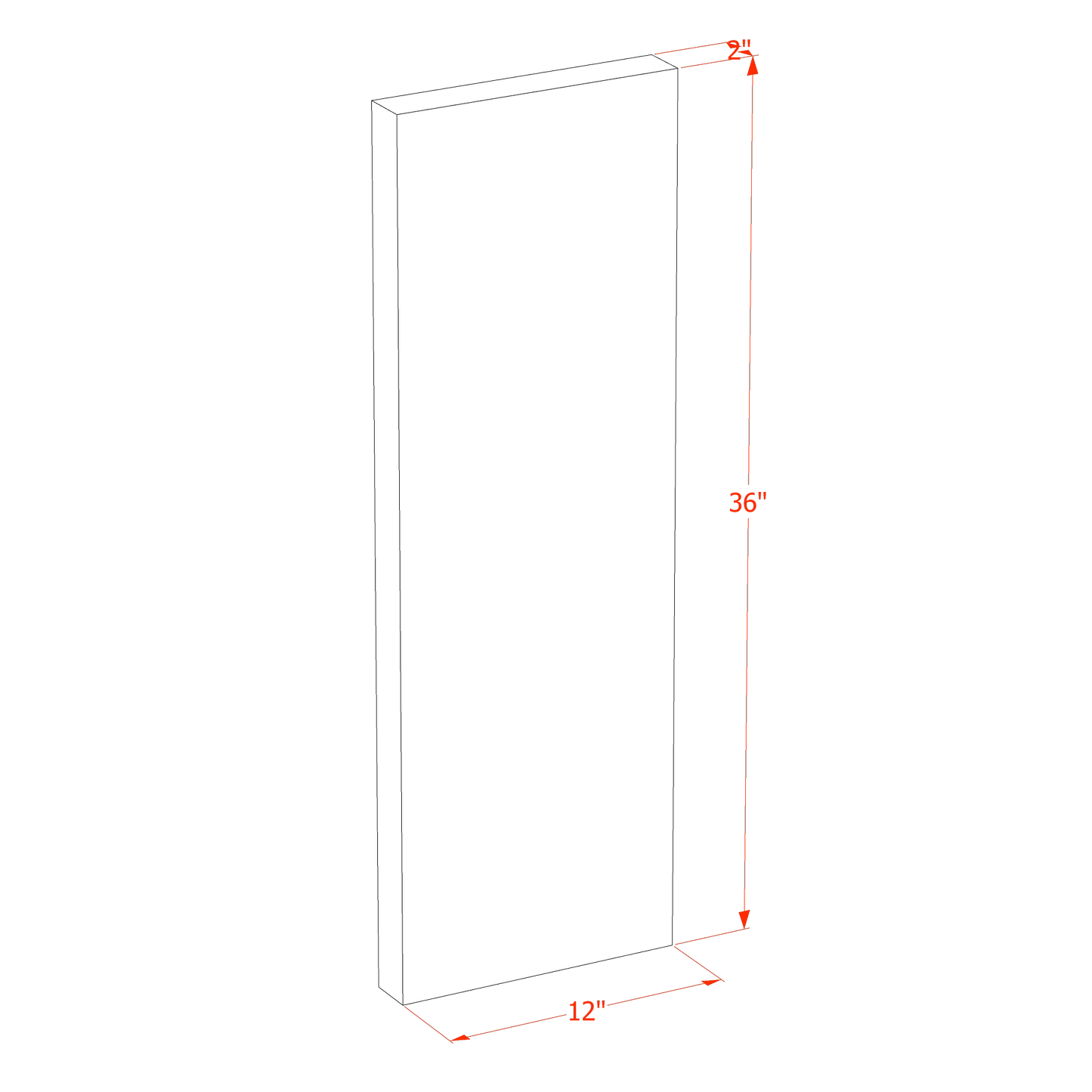 TW-FLS36: Creamy White Shaker 36"W x 2"H x 12"D Flat Shelf