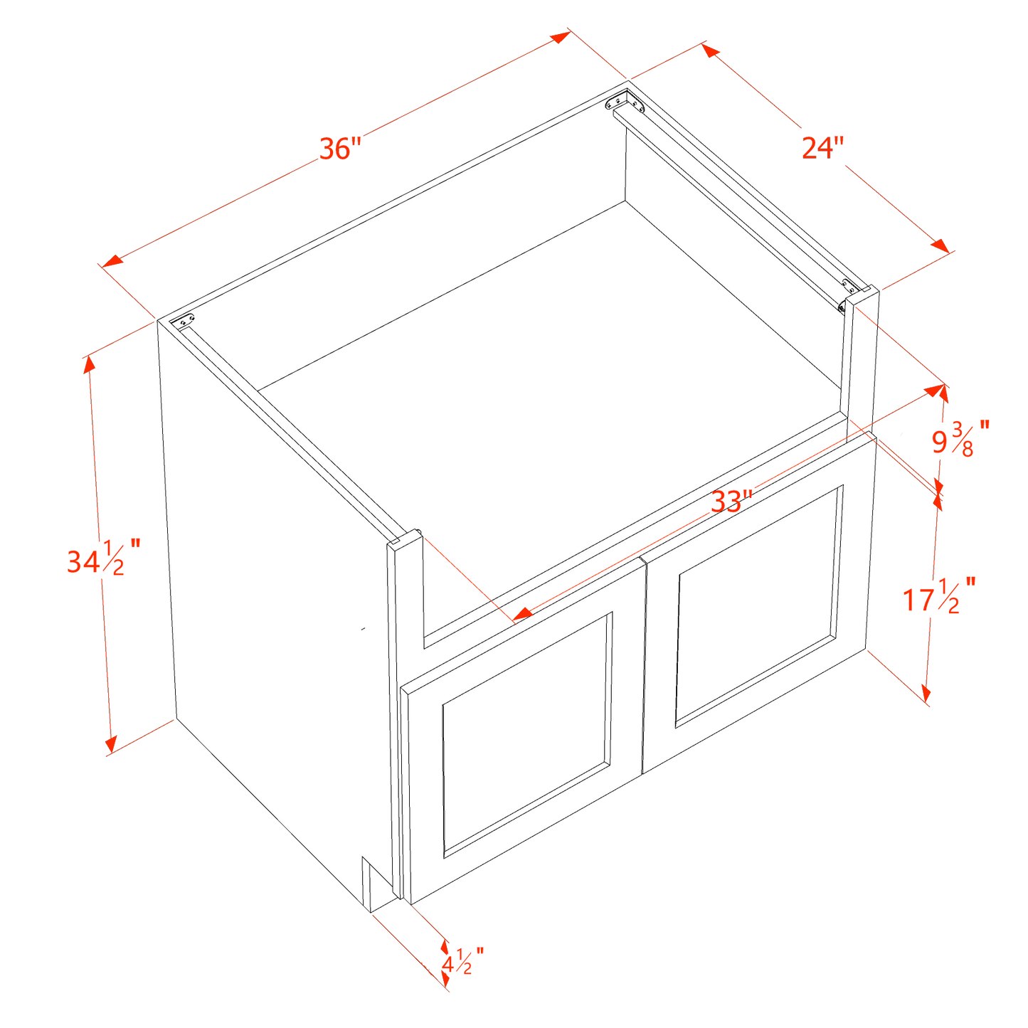 HT-FS36: Timber Wood Shaker 36" 2 Doors Farm House Sink Base Cabinets