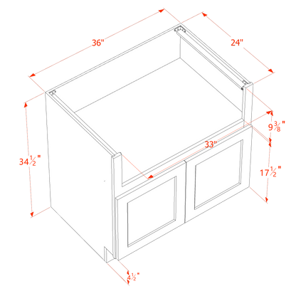 HT-FS36: Timber Wood Shaker 36" 2 Doors Farm House Sink Base Cabinets