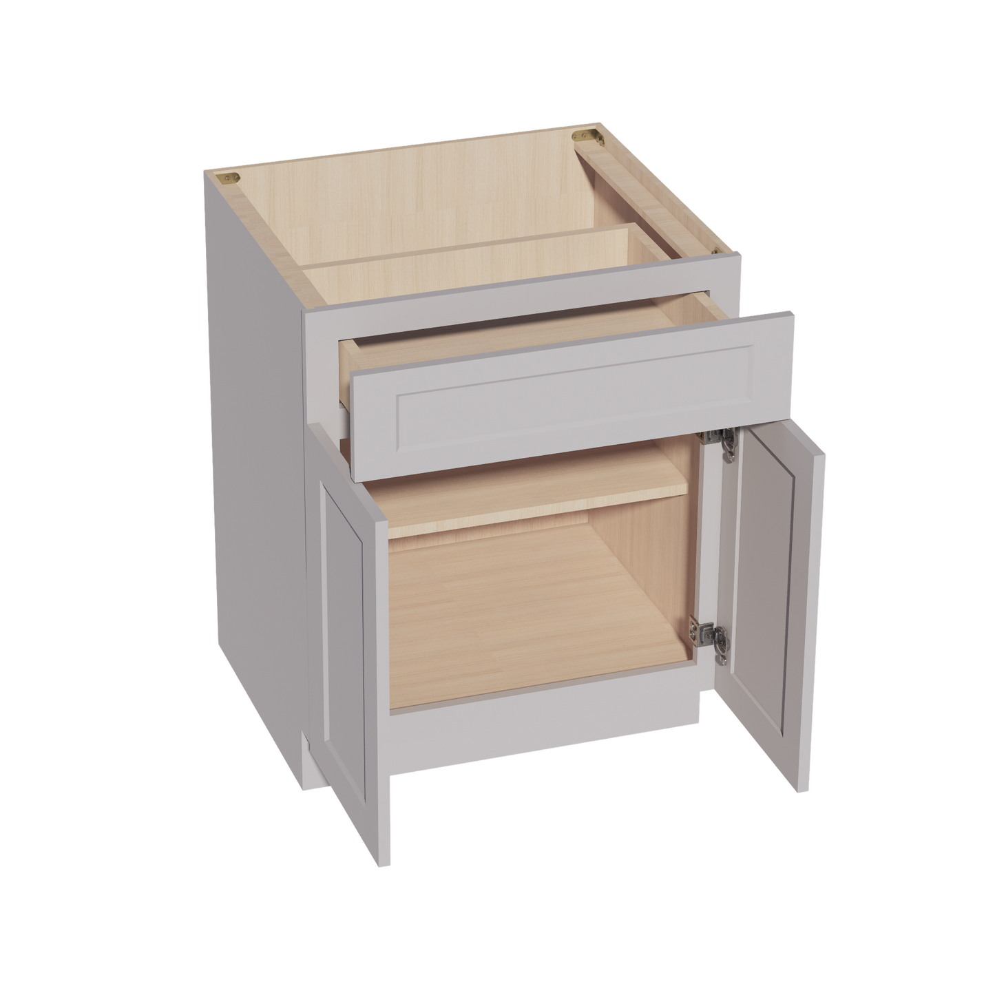 HA-B27: Ash Gray Shaker 27" 1 Drawer 2 Doors Standard Base Cabinet