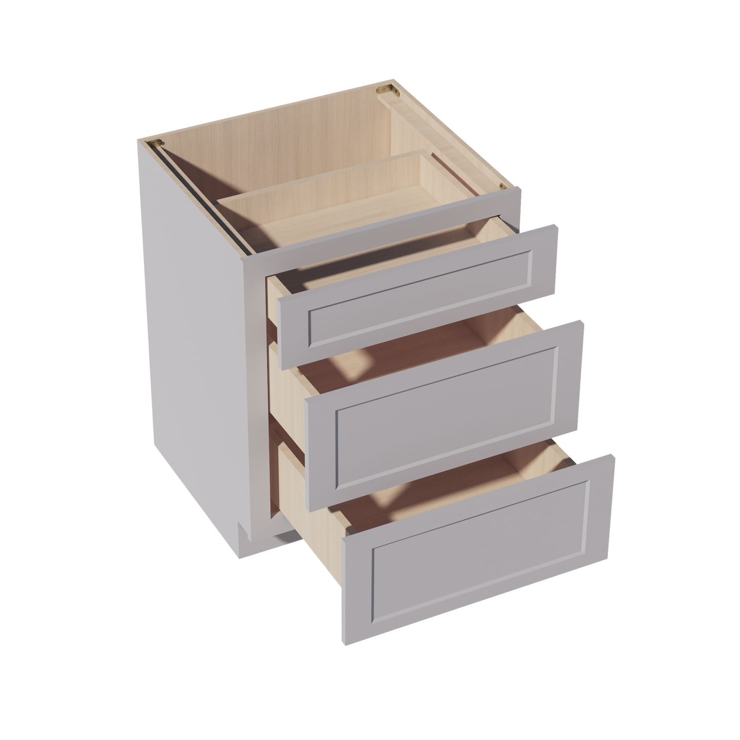 HA-DB27: Ash Gray Shaker 27" 3 Drawers Base Cabinet