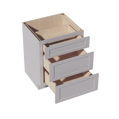 HA-DB27: Ash Gray Shaker 27" 3 Drawers Base Cabinet