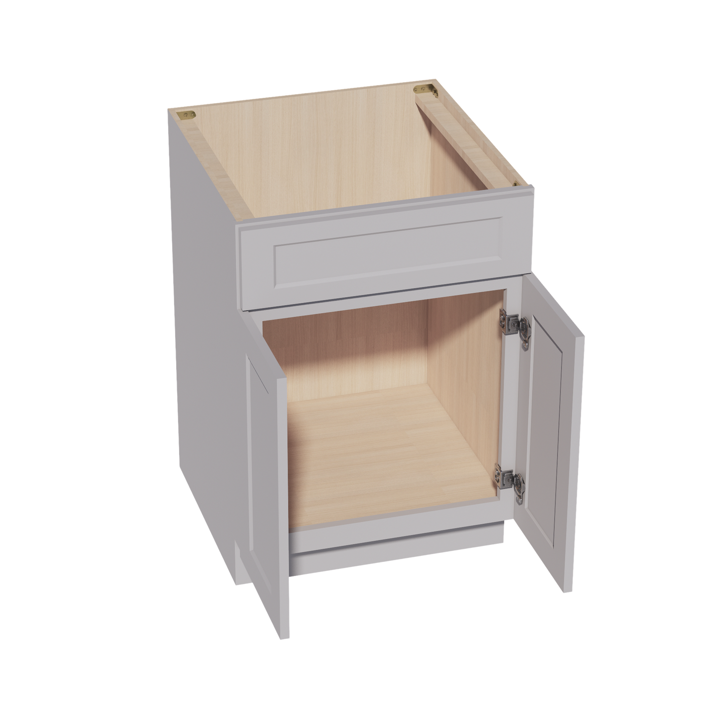 HA-SB24: Ash Gray Shaker 24" 2 Doors 1 False Drawer Sink Base Cabinet