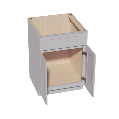 HA-SB24: Ash Gray Shaker 24" 2 Doors 1 False Drawer Sink Base Cabinet