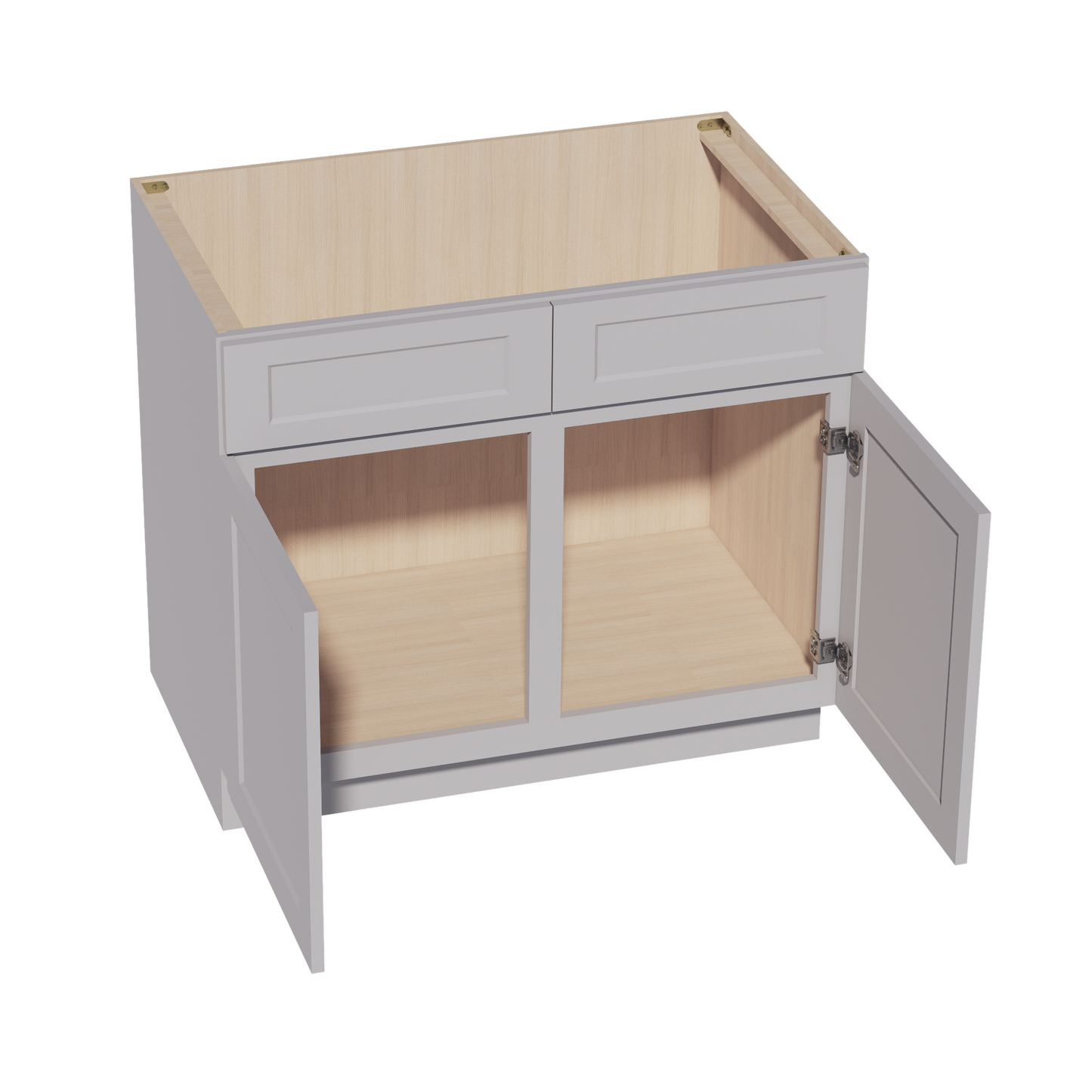 HA-SB39: Ash Gray Shaker 39" 2 Doors 2 False Drawers Sink Base Cabinet