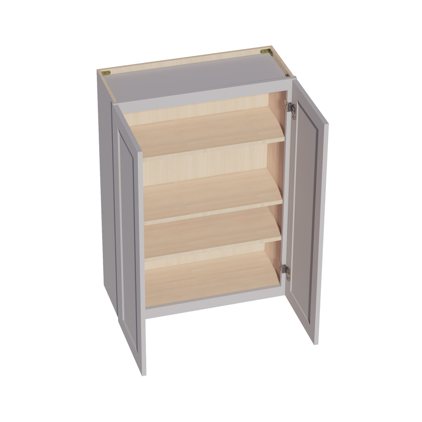 HA-W3042: Ash Gray Shaker 30"W x 42"H 2 Doors & 3 Shelves Standard Wall Cabinet