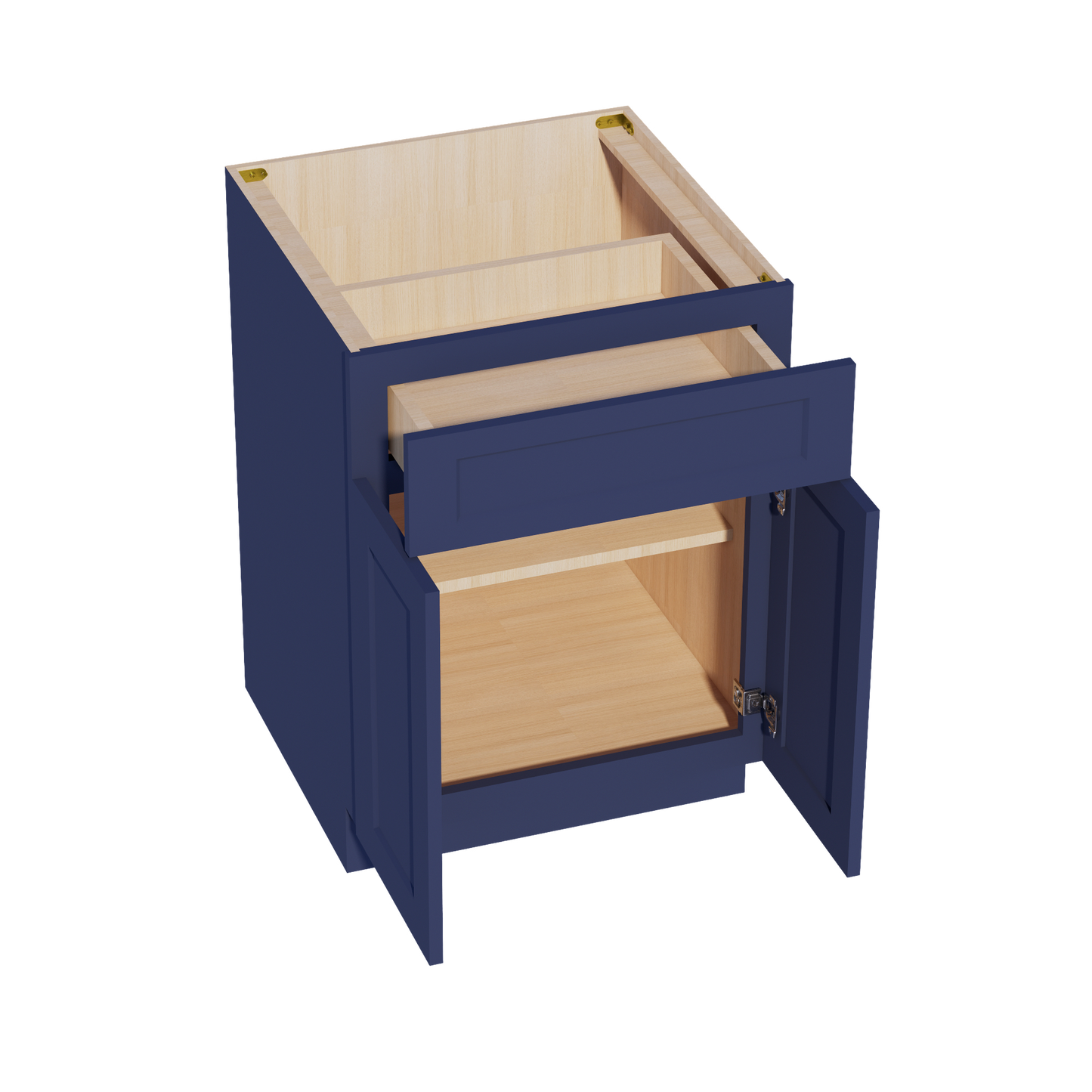 HB-B24: Indigo Blue Shaker 24"  1 Drawer 2 Doors Standard Base Cabinet