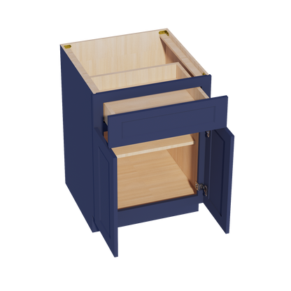 HB-B24: Indigo Blue Shaker 24"  1 Drawer 2 Doors Standard Base Cabinet