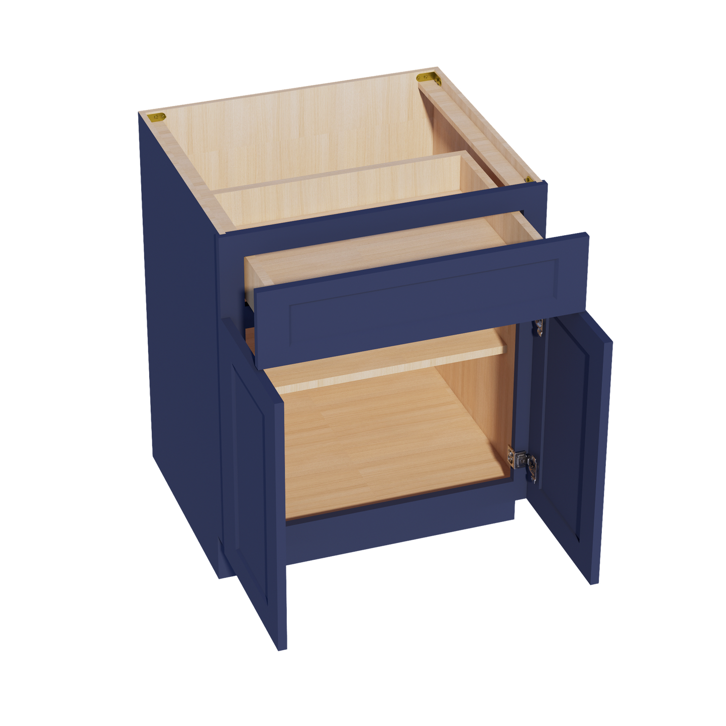 HB-B27: Indigo Blue Shaker 27" 1 Drawer 2 Doors Standard Base Cabinet