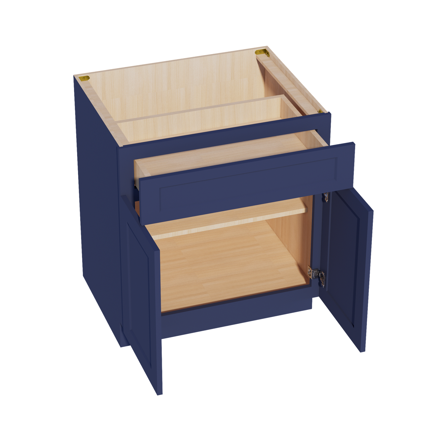 HB-B30: Indigo Blue Shaker 30" 1 Drawer 2 Door Standard Base Cabinet