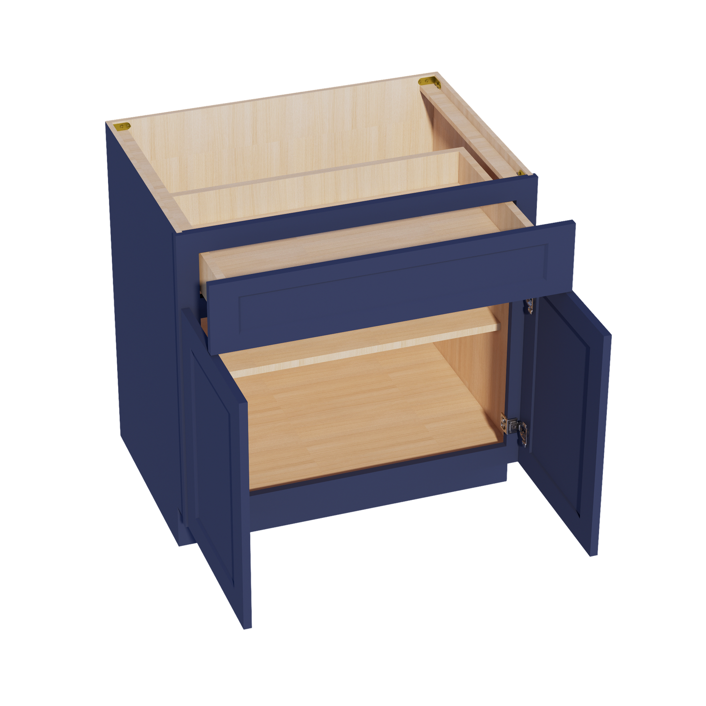 HB-B33: Indigo Blue Shaker 33" 1 Drawer 2 Doors Standard Base Cabinet