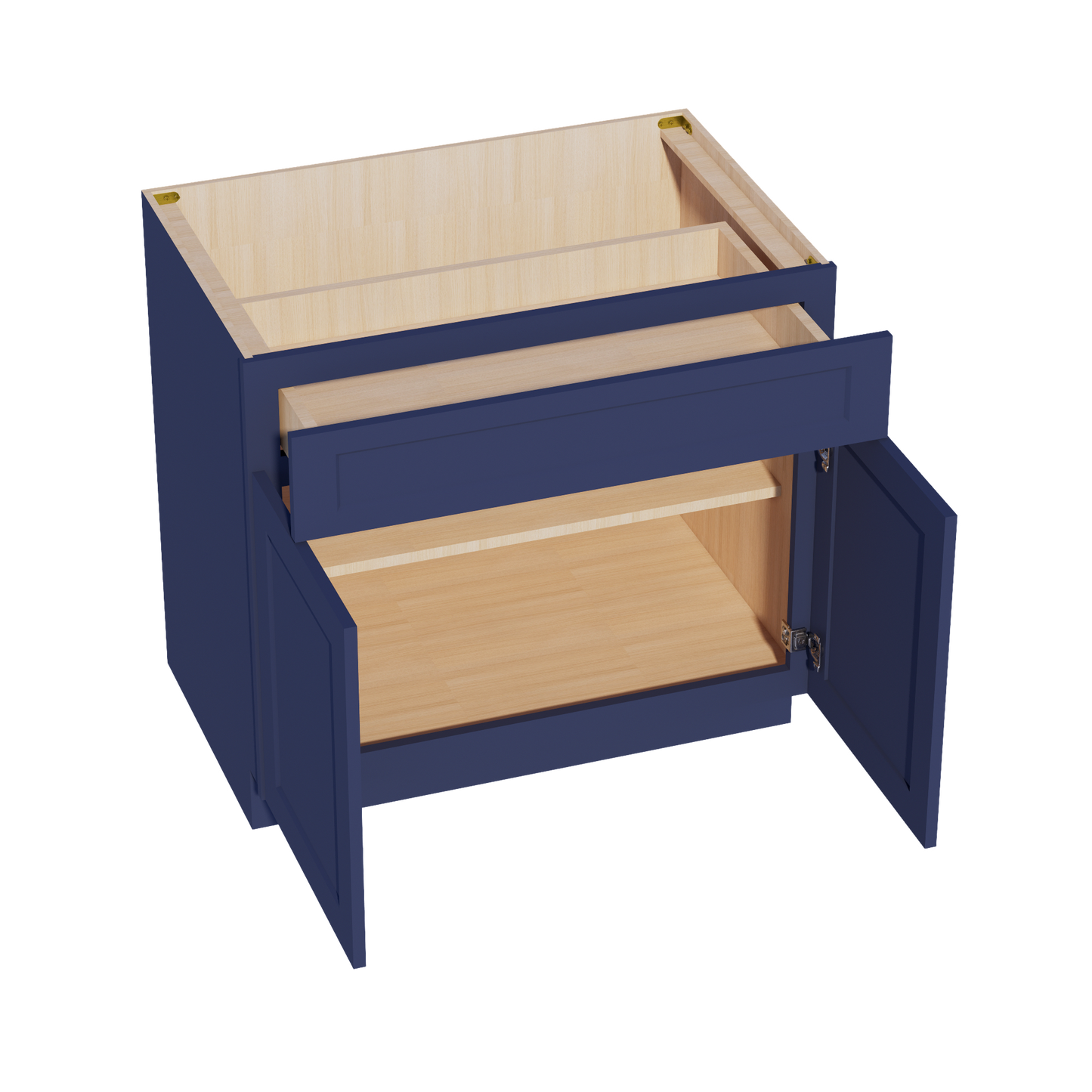 HB-B36: Indigo Blue Shaker 36" 1 Drawer 2 Doors Standard Base Cabinet