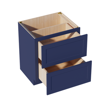 HB-DB30-2: Indigo Blue Shaker 30" 2 Drawers Base Cabinet