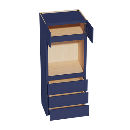 HB-OC3384: Indigo Blue Shaker 33"W x 84"H x 24"D 2 Doors & 3 Drawers Tall Oven Shelf Cabinets