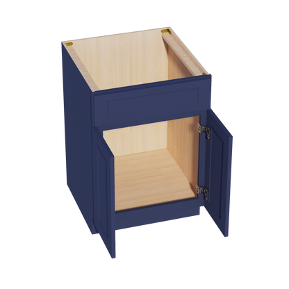 HB-SB24: Indigo Blue Shaker 24" 2 Doors 1 False Drawer Sink Base Cabinet