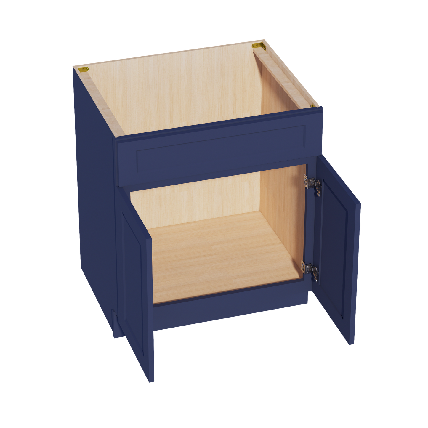 HB-SB30: Indigo Blue Shaker 30" 2 Doors 1 False Drawer Sink Base Cabinet