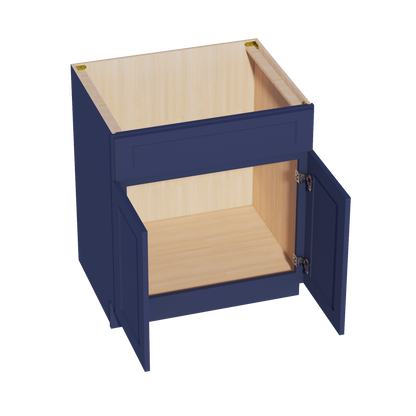 HB-SB30: Indigo Blue Shaker 30" 2 Doors 1 False Drawer Sink Base Cabinet