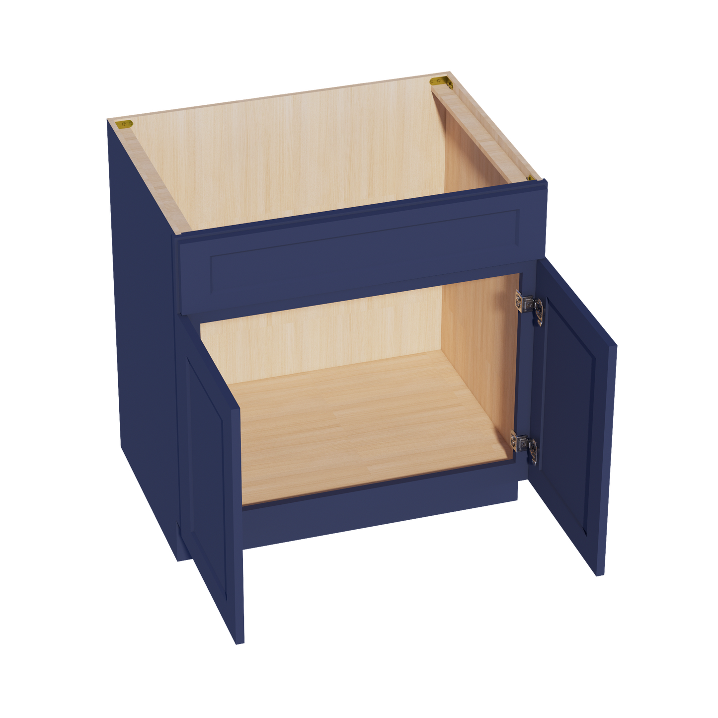 HB-SB33: Indigo Blue Shaker 33" 2 Doors 1 False Drawer Sink Base Cabinet