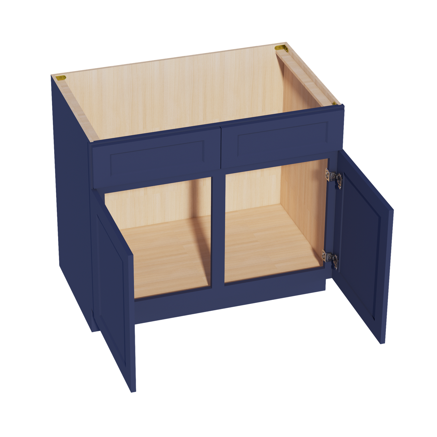 HB-SB39: Indigo Blue Shaker 39" 2 Doors 2 False Drawers Sink Base Cabinet