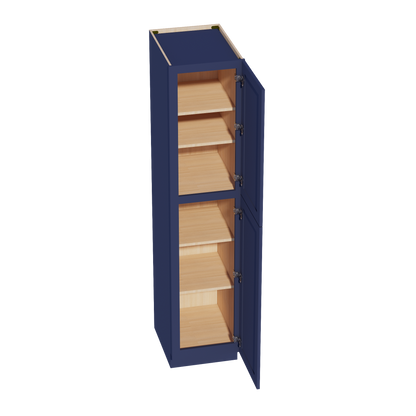 HB-TP1884: Indigo Blue Shaker 18"W x 84"H x 24"D 2 Doors & 5 Shelves Tall Shelf Pantry Cabinets