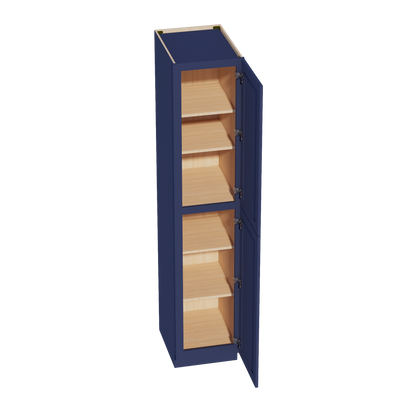 HB-TP1890: Indigo Blue Shaker 18"W x 90"H x 24"D 2 Doors & 5 Shelves Tall Shelf Pantry Cabinets