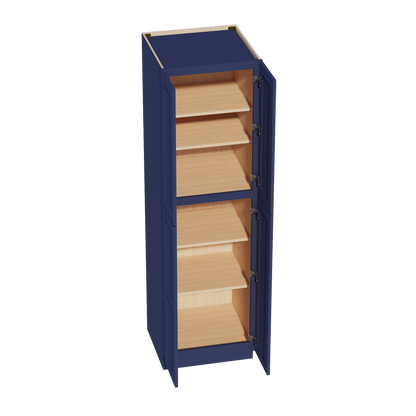 HB-TP2484: Indigo Blue Shaker 24"W x 84"H x 24"D 5 Door & 5 Shelves Tall Shelf Pantry Cabinets