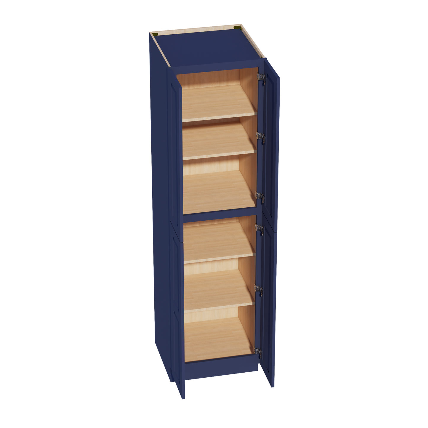 HB-TP2490: Indigo Blue Shaker 24"W x 90"H x 24"D 4 Door & 5 Shelves Tall Shelf Pantry Cabinets