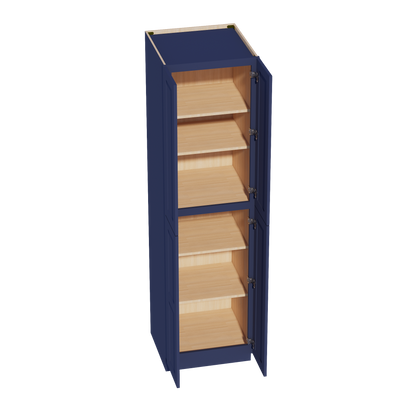 HB-TP2490: Indigo Blue Shaker 24"W x 90"H x 24"D 4 Door & 5 Shelves Tall Shelf Pantry Cabinets