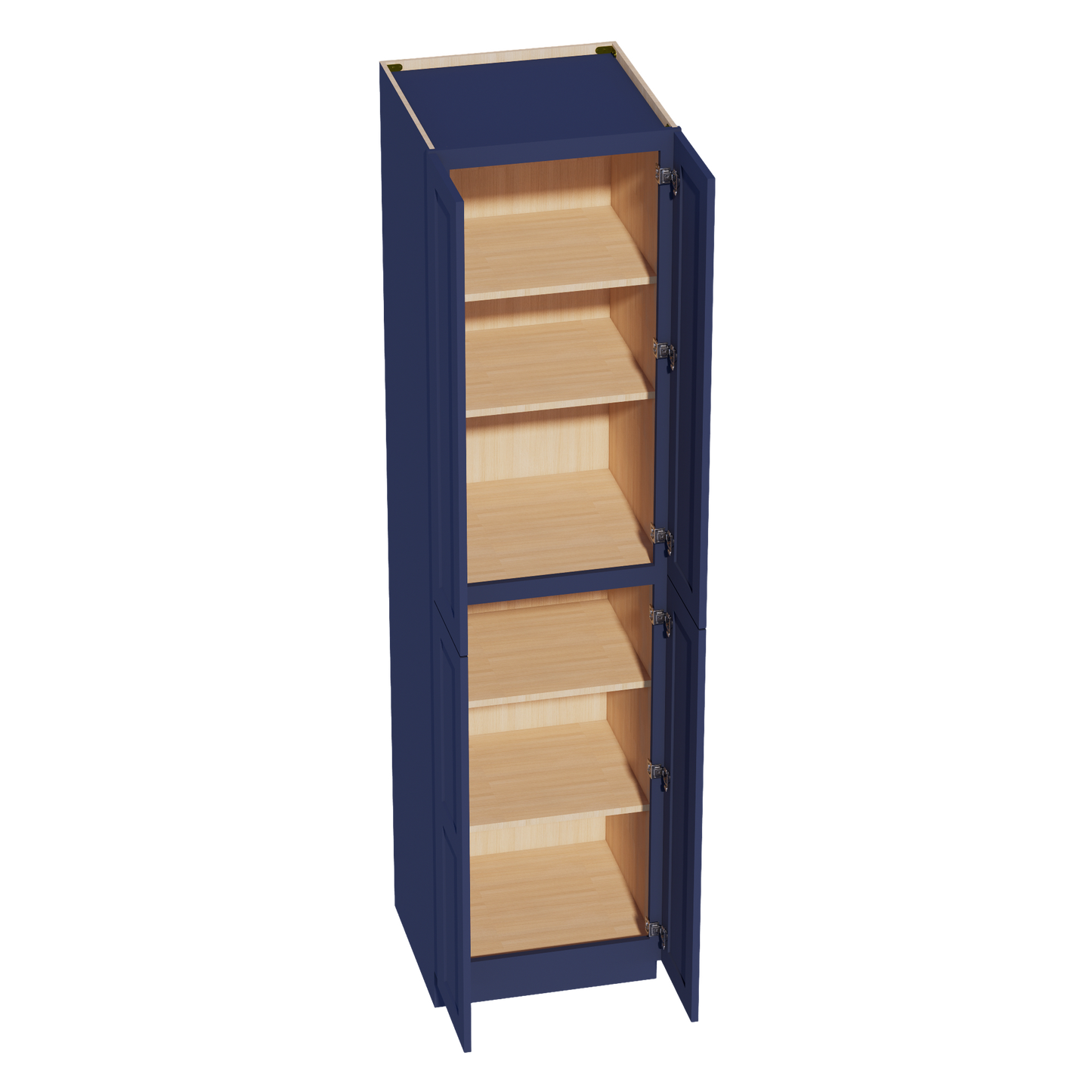 HB-TP2496: Indigo Blue Shaker 24"W x 96"H x 24"D 4 Door & 6 Shelves Tall Shelf Pantry Cabinets