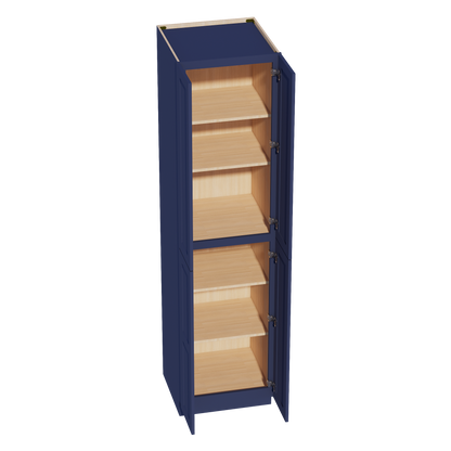 HB-TP2496: Indigo Blue Shaker 24"W x 96"H x 24"D 4 Door & 6 Shelves Tall Shelf Pantry Cabinets