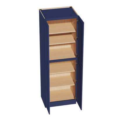 HB-TP3090: Indigo Blue Shaker 30"W x 90"H x 24"D 4 Door & 5 Shelves Tall Shelf Pantry Cabinets