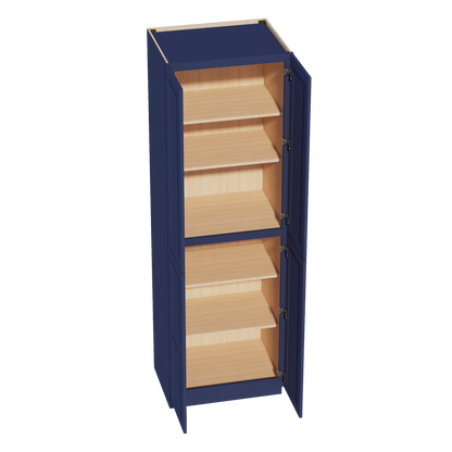 HB-TP3096: Indigo Blue Shaker 30"W x 96"H x 24"D 2 Doors & 6 Shelves Tall Shelf Pantry Cabinets